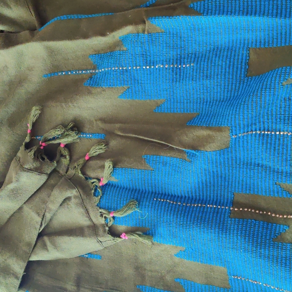 Tribal Pattern Hand Woven Wrap Skirt Embroidery and Beading Fring - Picture 2 of 5